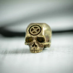 Tempus Fugit Skull Bead Brass