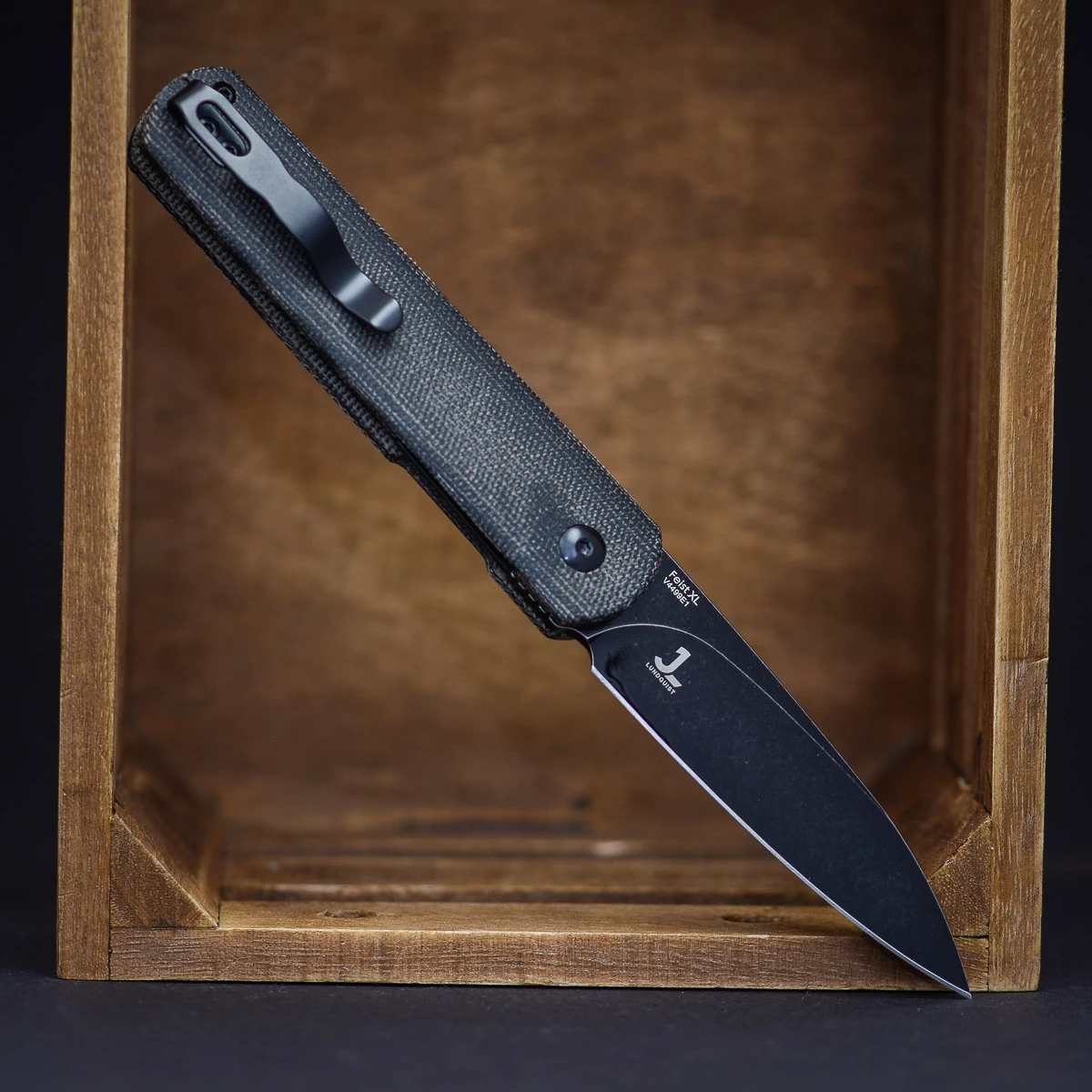 Kizer X Justin Lundquist Feist XL Black Micarta 2 Kizer X Justin Lundquist Feist XL Black Micarta - Image 2