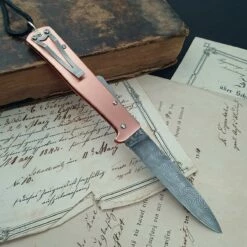 Otter Mercator Copper Damascus With Clip -KNIFE-LOUNGE Sales marcatorkupferdamastmitclip