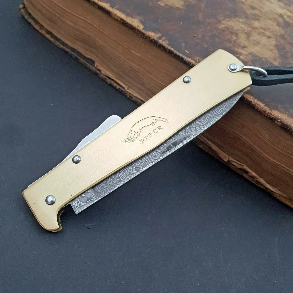 Otter Mercator Brass Damascus With Clip 3 Otter Mercator Brass Damascus With Clip - Image 3