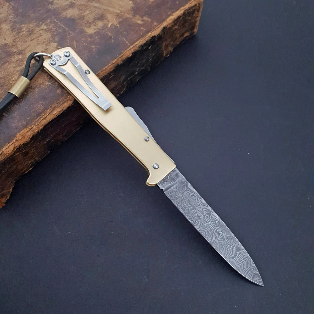 Otter Mercator Brass Damascus With Clip 4 Otter Mercator Brass Damascus With Clip - Image 4