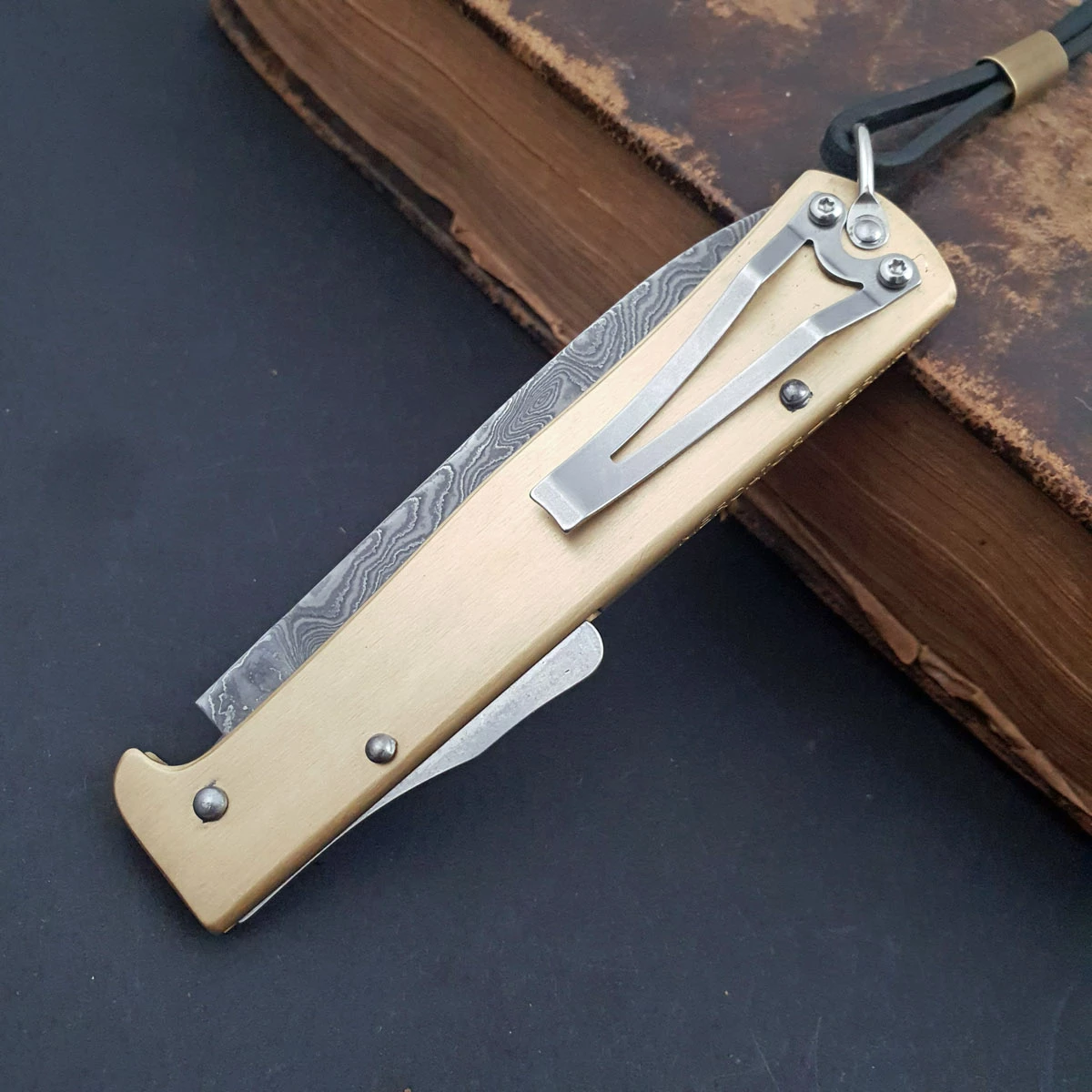 Otter Mercator Brass Damascus With Clip 5 Otter Mercator Brass Damascus With Clip - Image 5