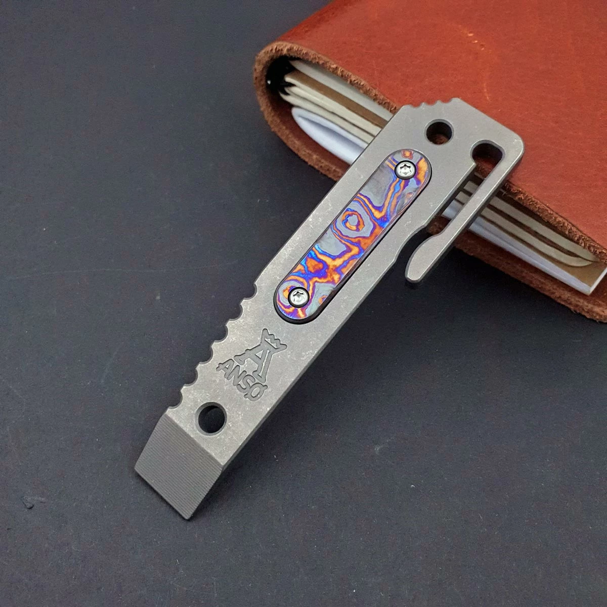 Anso Prybar12 Stonewashed With Timascus Inlay 1 Anso Prybar12 Stonewashed With Timascus Inlay