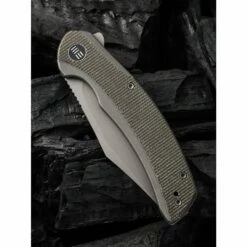 WE Knife Snick Gray Titanium Handle & Dark Green Micarta Inlay -KNIFE-LOUNGE Sales we knife snick cpm 20cv stahl stonewashed titan mit micarta inlay grau dunkelgruen 5