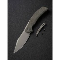 WE Knife Snick Gray Titanium Handle & Dark Green Micarta Inlay -KNIFE-LOUNGE Sales we knife snick cpm 20cv stahl stonewashed titan mit micarta inlay grau dunkelgruen 6