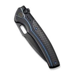 WE Knife Exciton Black Titanium With Twill Carbon Fiber Integral Spacer -KNIFE-LOUNGE Sales weknife exciton flipper button lock knife black titanium handle with twill carbon fiber integral spacer 368 black stonewashed bevels black brushed flats cpm 20c 841514 500x