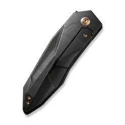 WE Knife Solid  Black Stonewashed With Etching Pattern Titanium -KNIFE-LOUNGE Sales weknife solid flipper knife black stonewashed with etching pattern titanium integral handle 388 black stonewashed with etching pattern cpm 20cv blade we22028 5 548067 600x