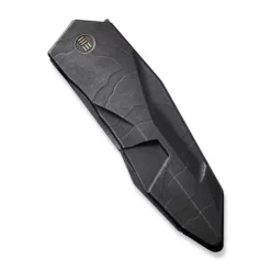 WE Knife Solid  Black Stonewashed With Etching Pattern Titanium -KNIFE-LOUNGE Sales weknife solid flipper knife black stonewashed with etching pattern titanium integral handle 388 black stonewashed with etching pattern cpm 20cv blade we22028 5 832239 600x